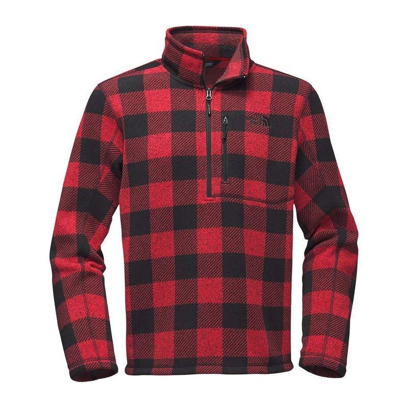 Men's Novelty Gordon Lyons 1/4 Zip in Cardinal Red Grizzly Print by The North Face - Country Club Prep