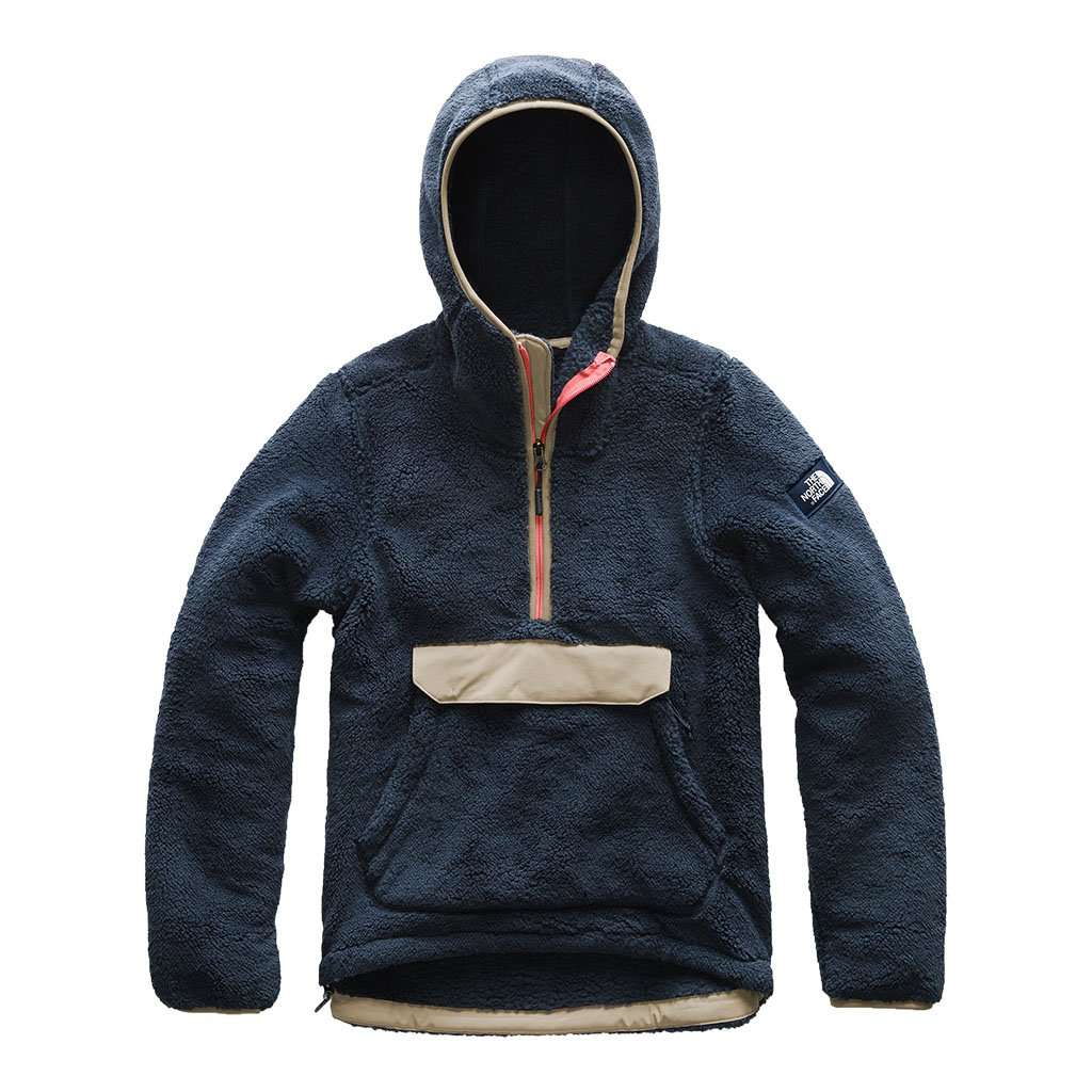 Women's Campshire Sherpa Fleece Pullover Hoodie in Urban Navy & Dune Beige by The North Face - Country Club Prep