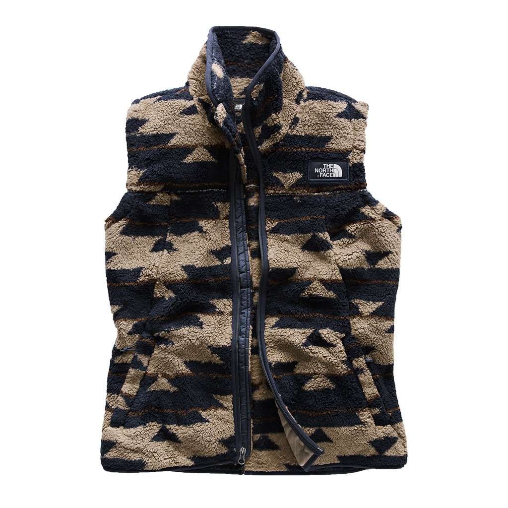 Women's Campshire Sherpa Vest in Weimaraner Brown California Basket Print by The North Face - Country Club Prep