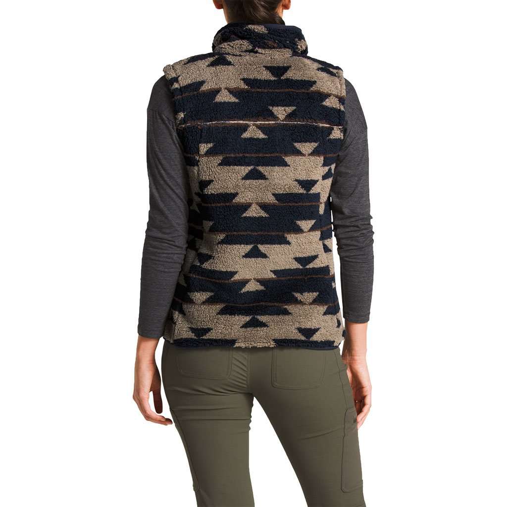 Women's Campshire Sherpa Vest in Weimaraner Brown California Basket Print by The North Face - Country Club Prep