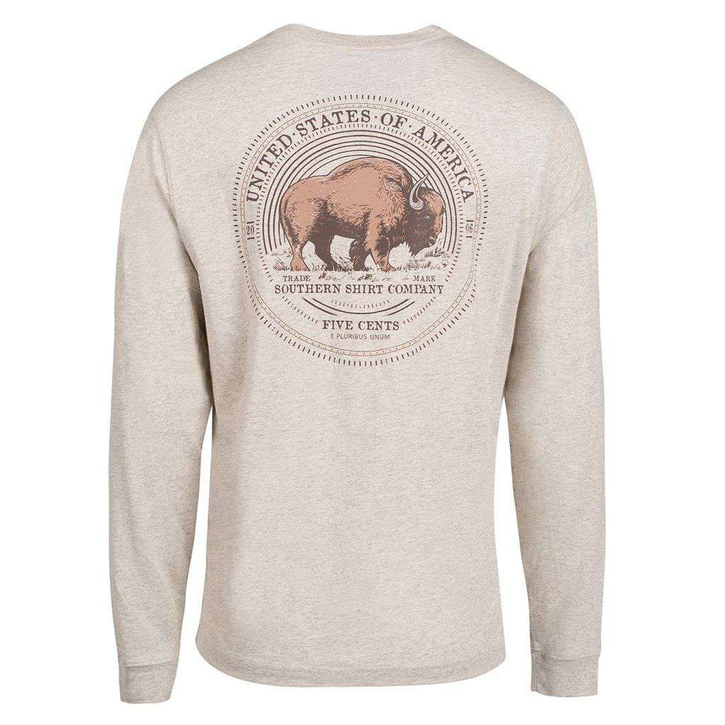 Buffalo Nickel Long Sleeve Tee in Oatmeal by The Southern Shirt Co. - Country Club Prep