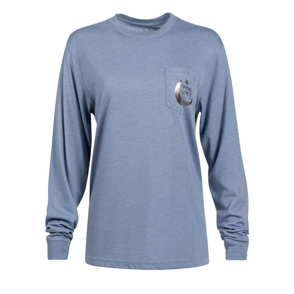 Foil Moon Dial Long Sleeve Tee in Country Blue by The Southern Shirt Co. - Country Club Prep