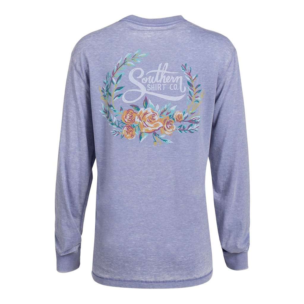 Forest Florals Long Sleeve Tee in Frost Blue by The Southern Shirt Co. - Country Club Prep