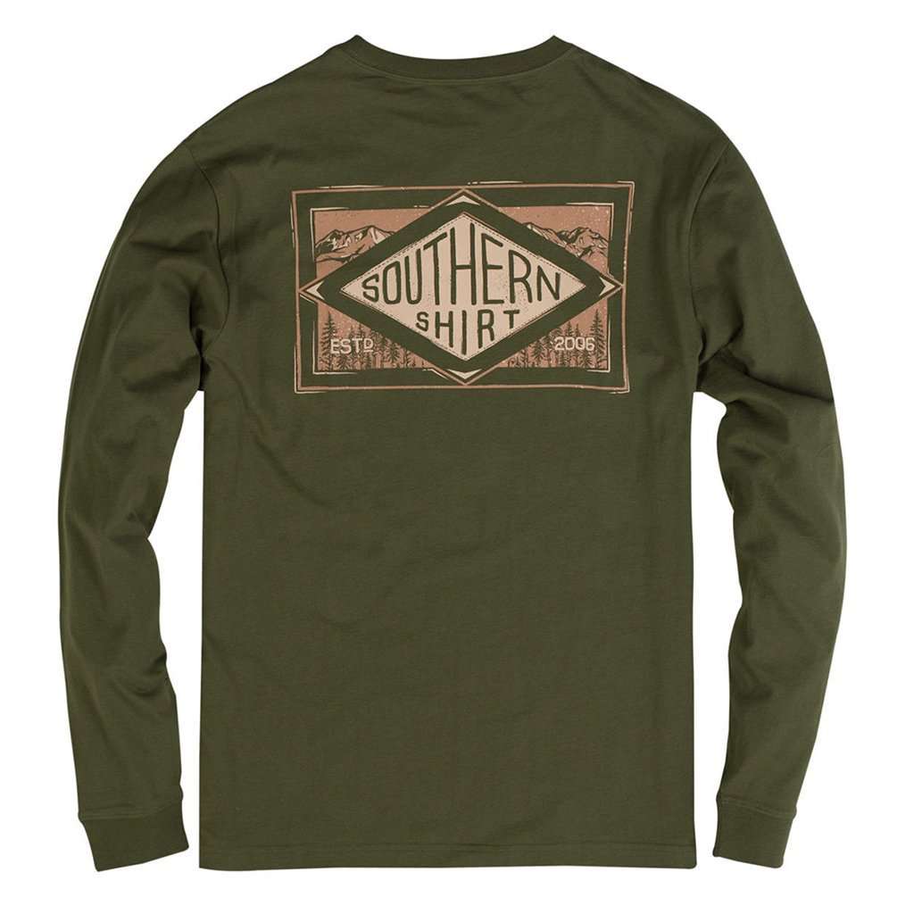 Leather Patch Long Sleeve Tee in Cypress by The Southern Shirt Co. - Country Club Prep