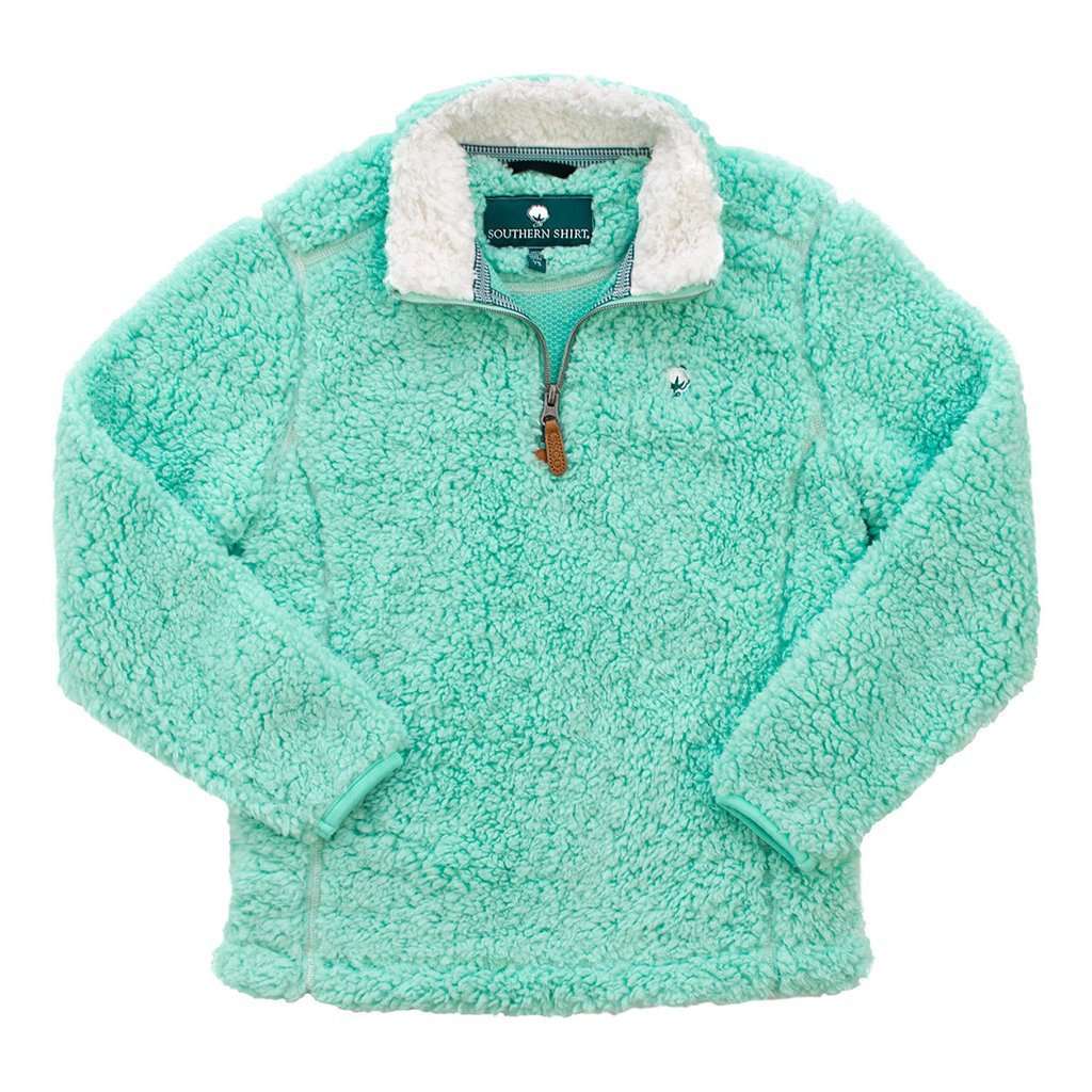 YOUTH Sherpa Pullover with Pockets in Aqua Sky by The Southern Shirt Co. - Country Club Prep