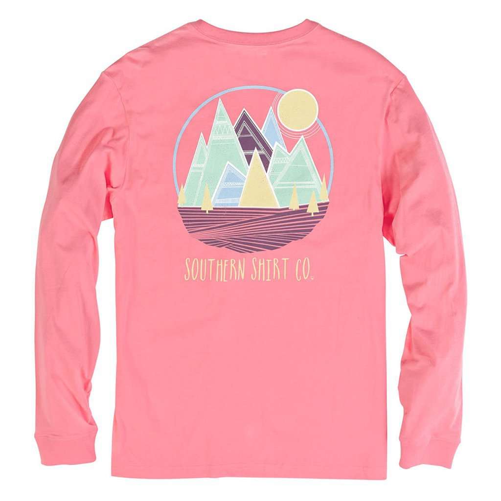 Patch Mountain Long Sleeve Tee in Salmon Rose by The Southern Shirt Co. - Country Club Prep