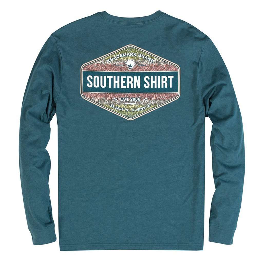 Rainbow Trout Badge Long Sleeve Tee in Legion Blue by The Southern Shirt Co. - Country Club Prep