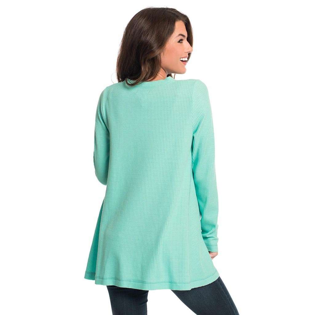 Waffle Knit V-Neck in Aqua Sky by The Southern Shirt Co. - Country Club Prep
