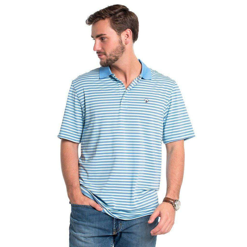 The Southern Shirt Co Alcove Stripe Performance Polo in Bluefin ...