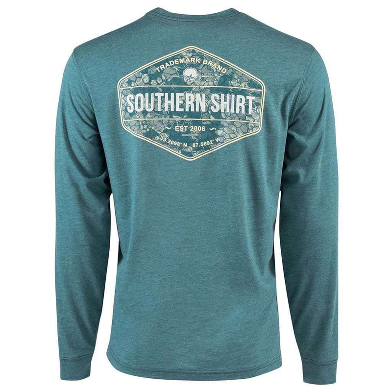 Shadow Badge Long Sleeve Tee in Colonial Blue by The Southern Shirt Co. - Country Club Prep