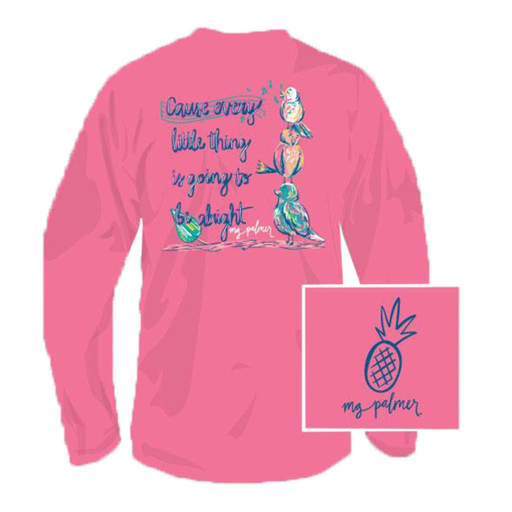 Three Little Birds Long Sleeve Tee Shirt in Safety Pink by MG Palmer - Country Club Prep