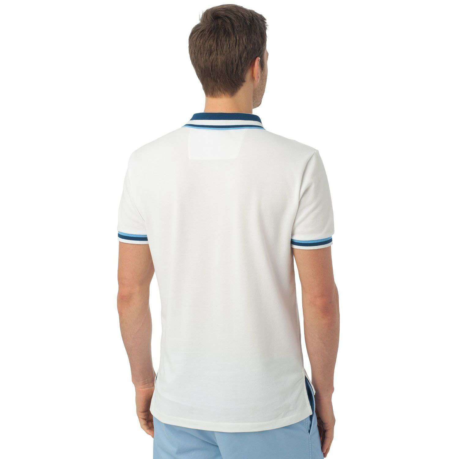 Bay Blue Tipped Polo in Classic White by Southern Tide - Country Club Prep