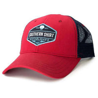 Trademark Badge Mesh Hat in Red & Navy by The Southern Shirt Co. - Country Club Prep