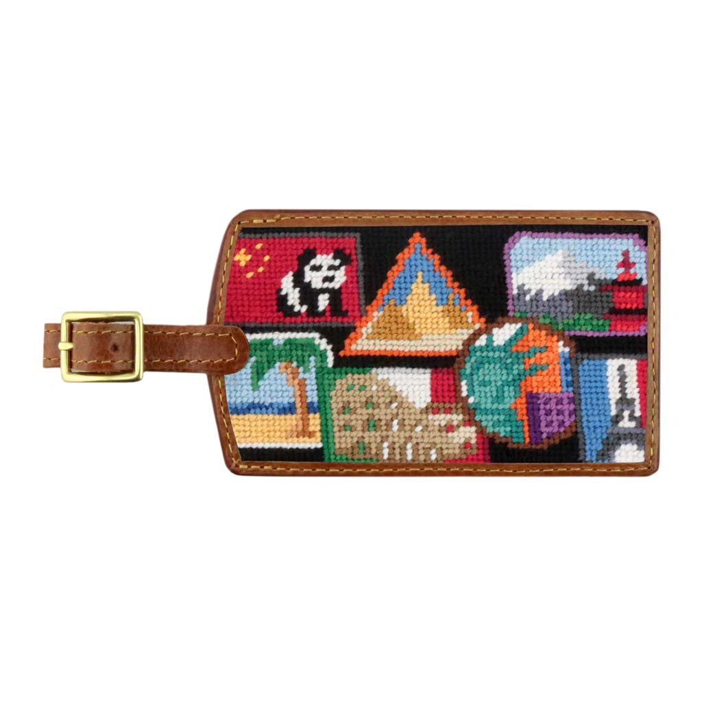 Travel Stickers Needlepoint Luggage Tag by Smathers & Branson - Country Club Prep