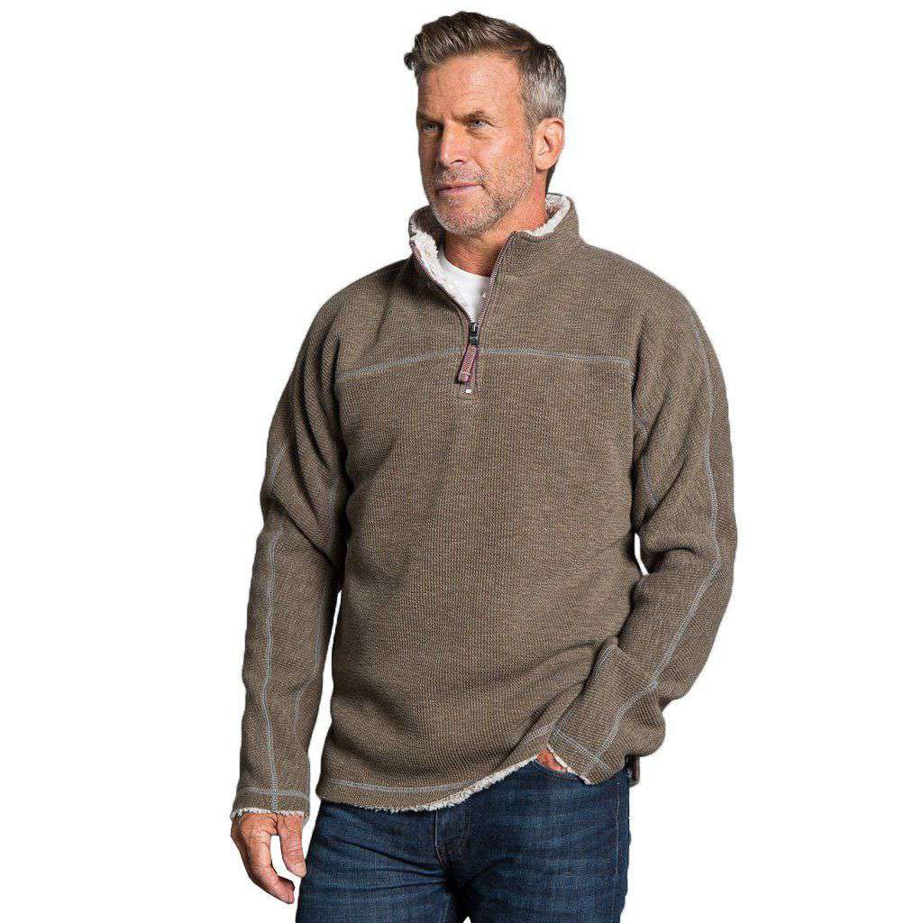 True Grit Bonded Vintage Cord 1 4 Zip Pullover in Brown Country