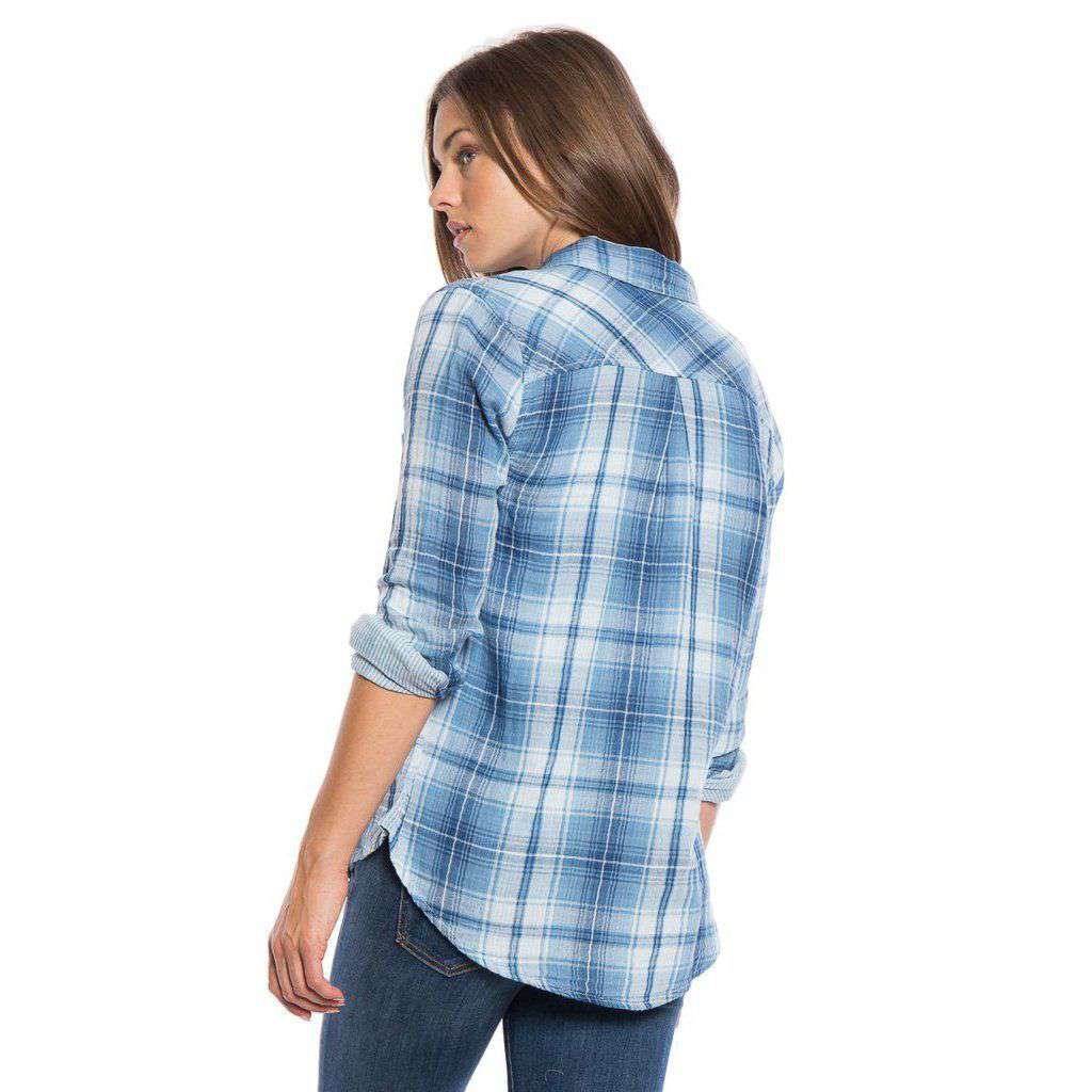 Double Weave Plaid 2 Pocket Work Shirt in Chambray by True Grit (Dylan) - Country Club Prep