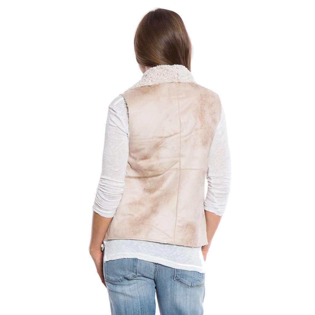 Frosty Tipped Shearling Snap Vest in Natural by True Grit (Dylan) - Country Club Prep