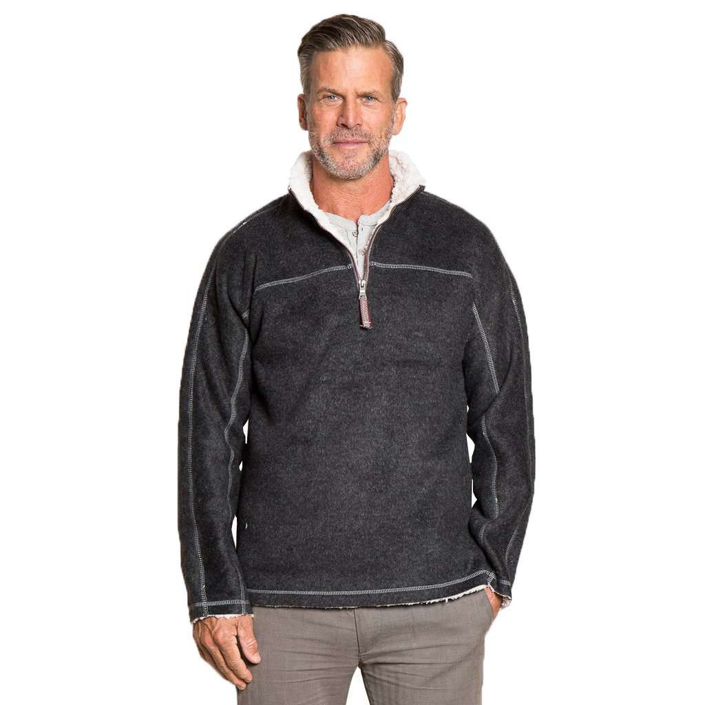 Melange & Sherpa 1/4 Zip Pullover in Black by True Grit - Country Club Prep