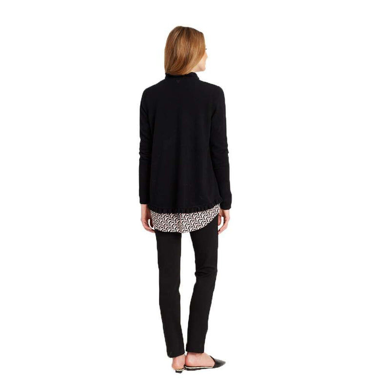 Riley Cashmere Ruffle Cardigan in Black by Tyler Boe - Country Club Prep