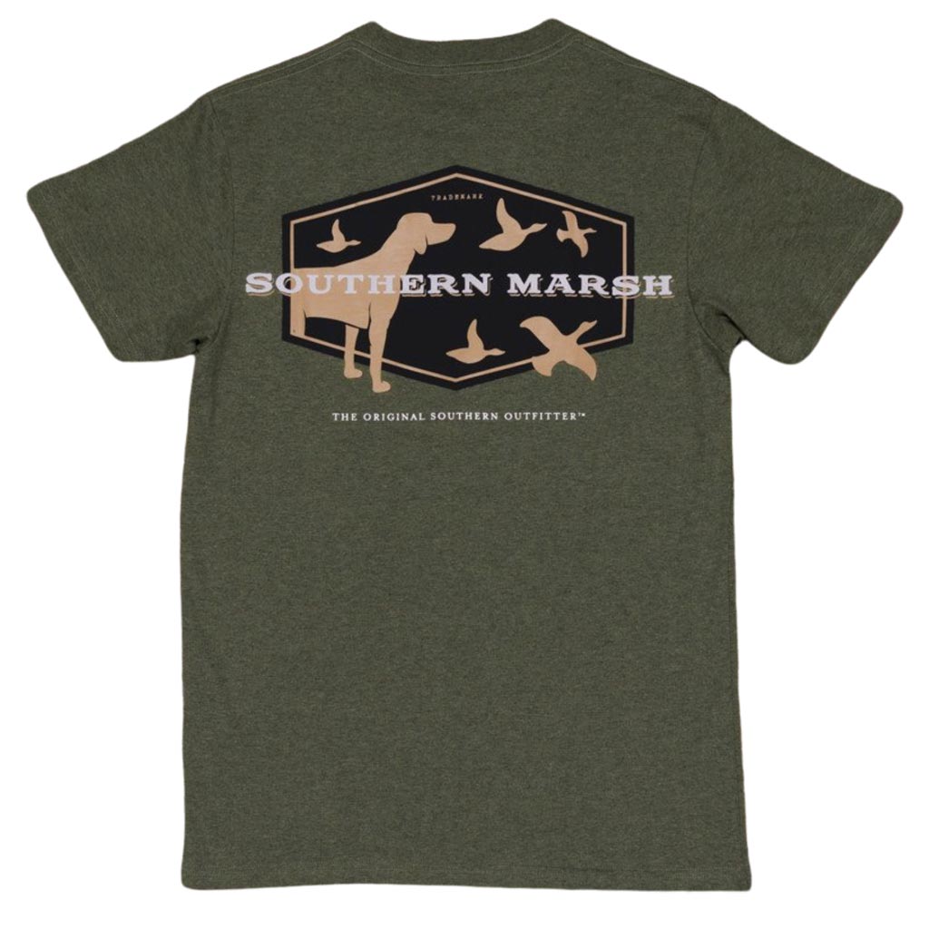 Branding Collection - Hunting Dog Tee in Washed Dark Green by Southern Marsh - Country Club Prep