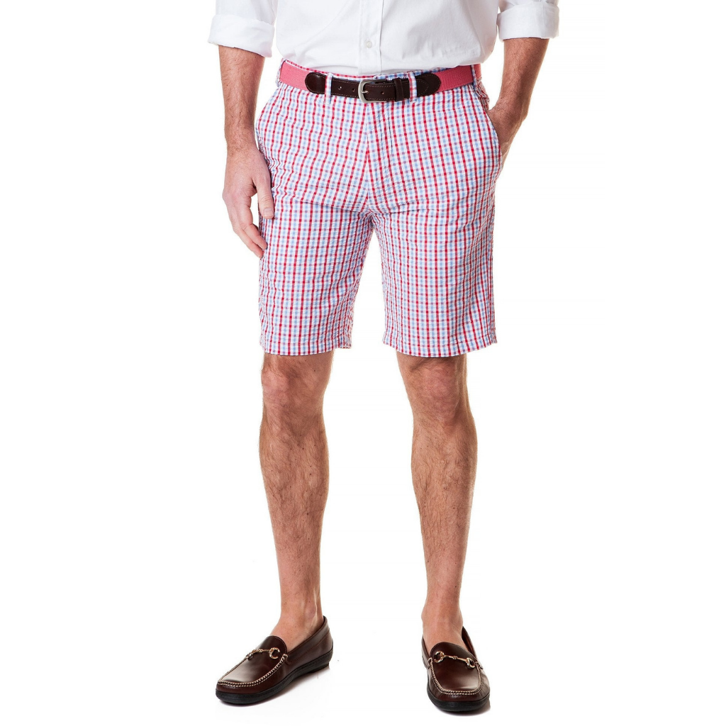 Cisco Short in Red, White, and Blue Seersucker by Castaway Clothing - Country Club Prep