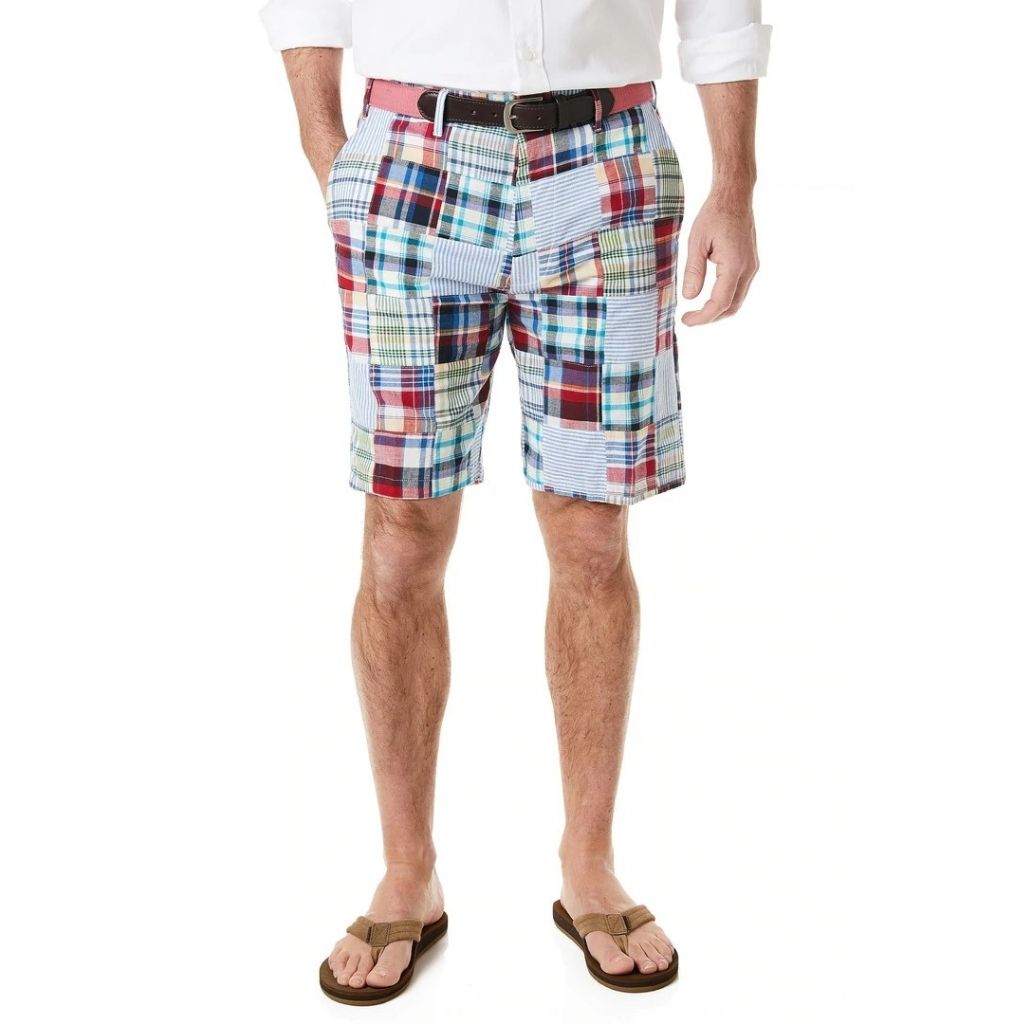 Cisco Short in Nautical Patch Madras by Castaway Clothing - Country Club Prep