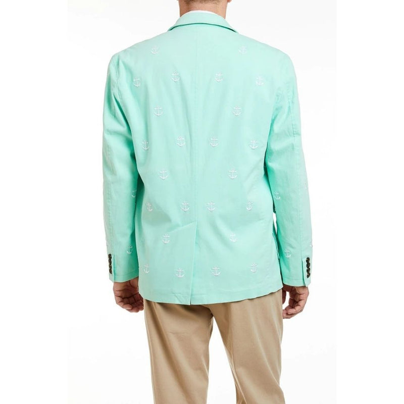 Spinnaker Blazer With Embroidered White Anchor in Seagrass by Castaway Clothing - Country Club Prep