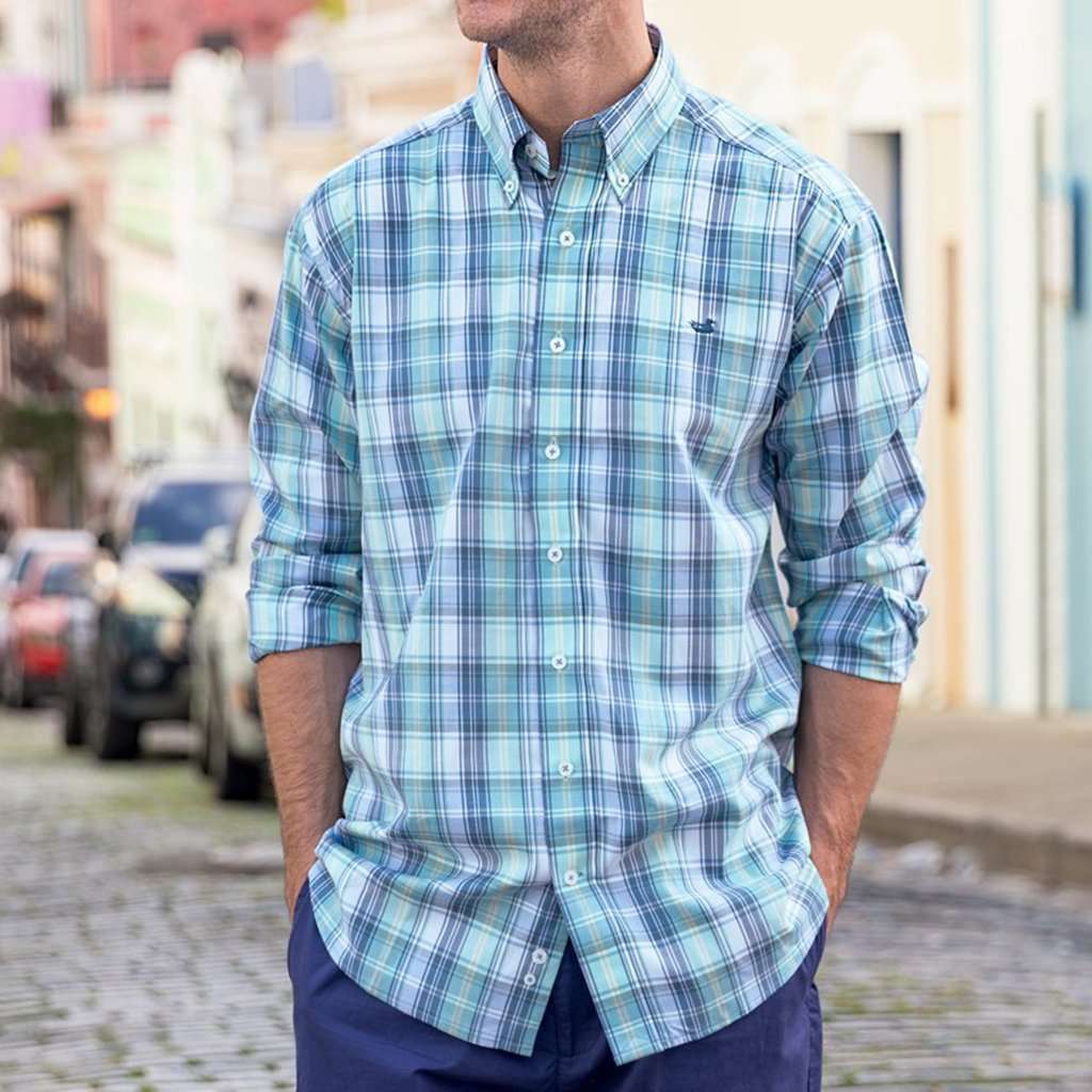 blue plaid dress shirt Buffalo Jeans Men's Saroz Classic Plaid Shirt, Midnight Blue