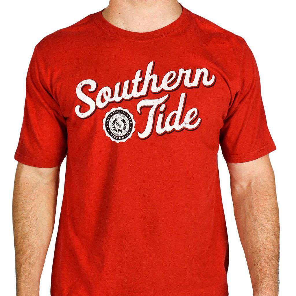 Varsity Tee in Crimson & White by Southern Tide - Country Club Prep