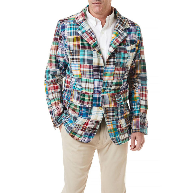 Spinnaker Blazer in Village Patch Madras by Castaway Clothing - Country Club Prep
