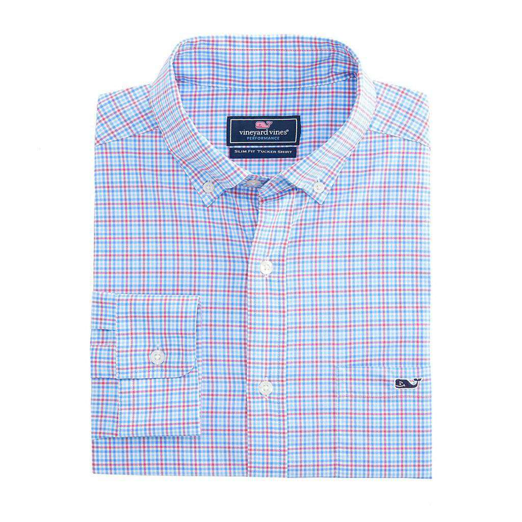 Boldwater Plaid Performance Tucker Shirt in Sailors Red by Vineyard Vines - Country Club Prep