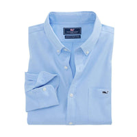 Garment Dyed Oxford Slim Stretch Tucker Shirt in Ocean Breeze by Vineyard Vines - Country Club Prep