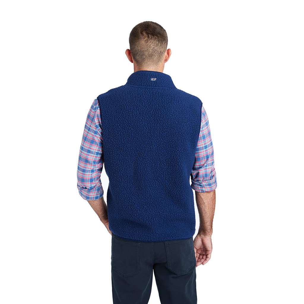 Vineyard Vines Heritage Sherpa Vest in Moonshine Country Club Prep