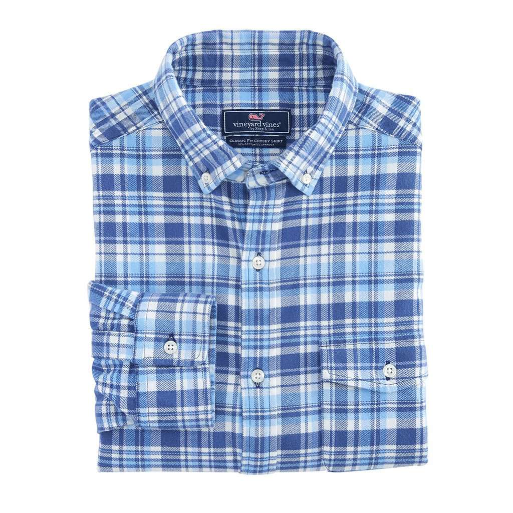 Mill Hill Flannel Classic Crosby Shirt in Moonshine by Vineyard Vines - Country Club Prep