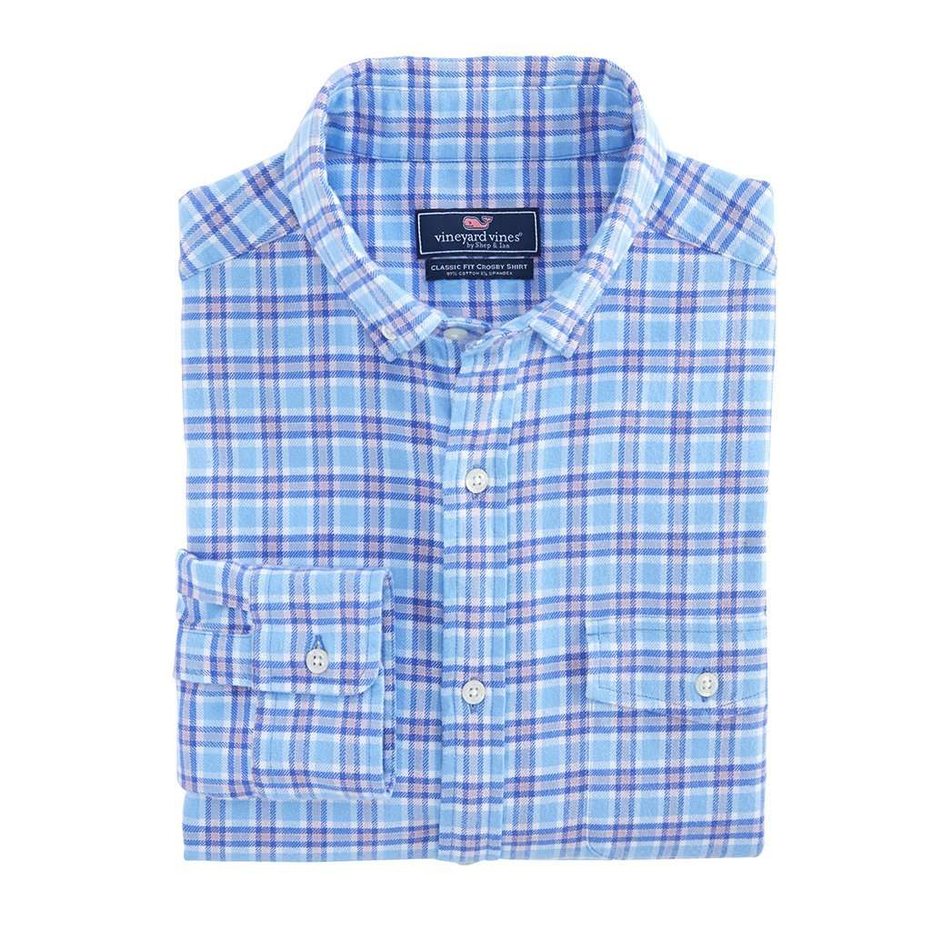 Morgan Way Plaid Classic Crosby Shirt in Ocean Breeze by Vineyard Vines - Country Club Prep