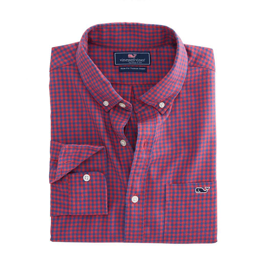 Tradewinds Flannel Slim Tucker Shirt in Sailors Red by Vineyard Vines - Country Club Prep