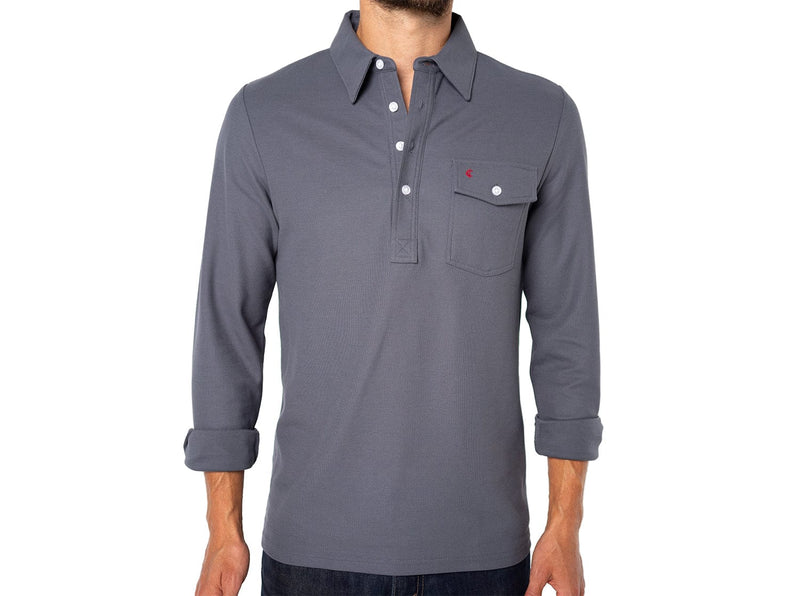 Long Sleeve Players Shirt in Blue Steel by Criquet - Country Club Prep
