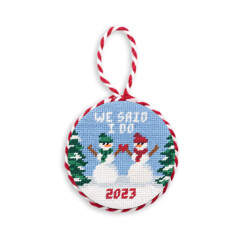 We Said I do Snowmen 2023 Needlepoint Ornament by Smathers & Branson - Country Club Prep