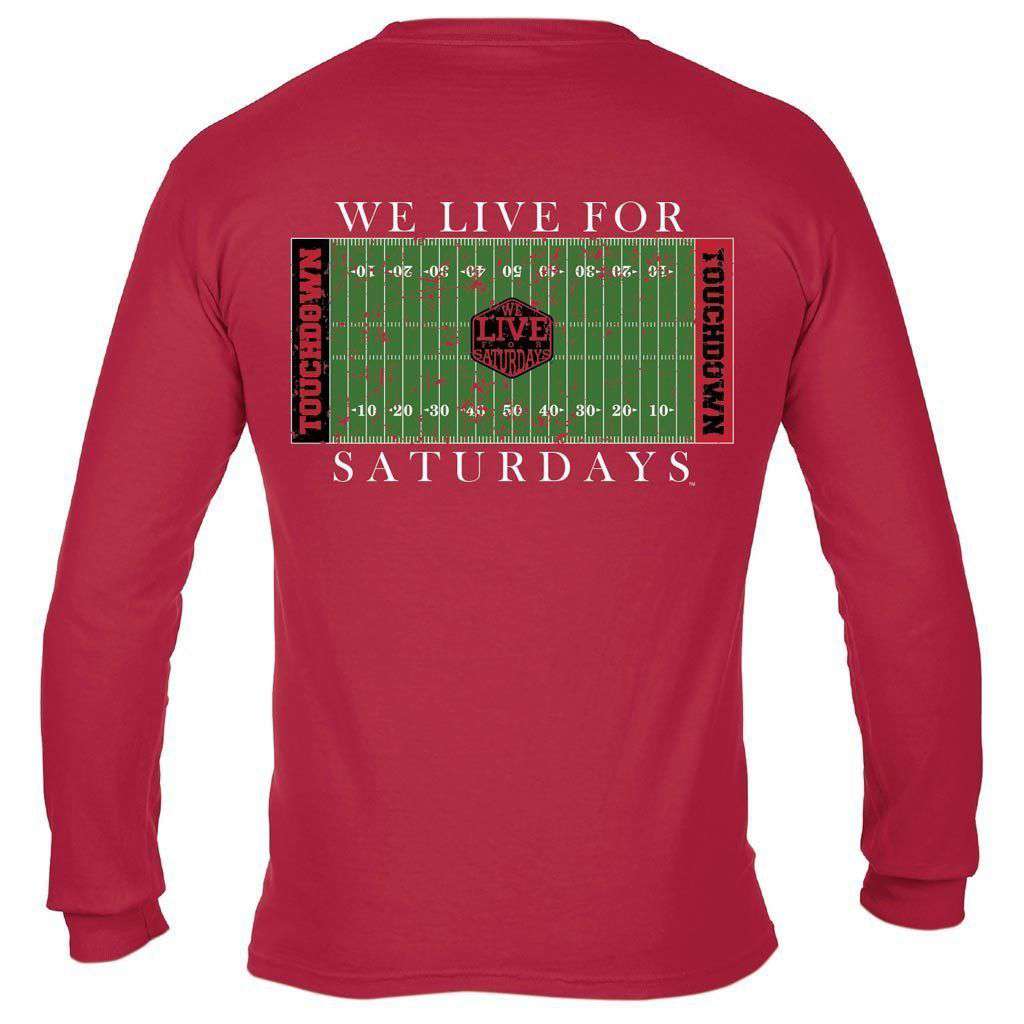 Athens College Town Touchdown Long Sleeve Tee in Red by We Live For Saturdays - Country Club Prep