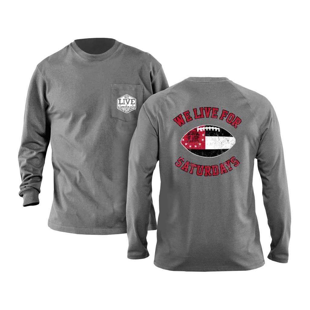 Athens Football Long Sleeve Tee in Granite by We Live For Saturdays - Country Club Prep