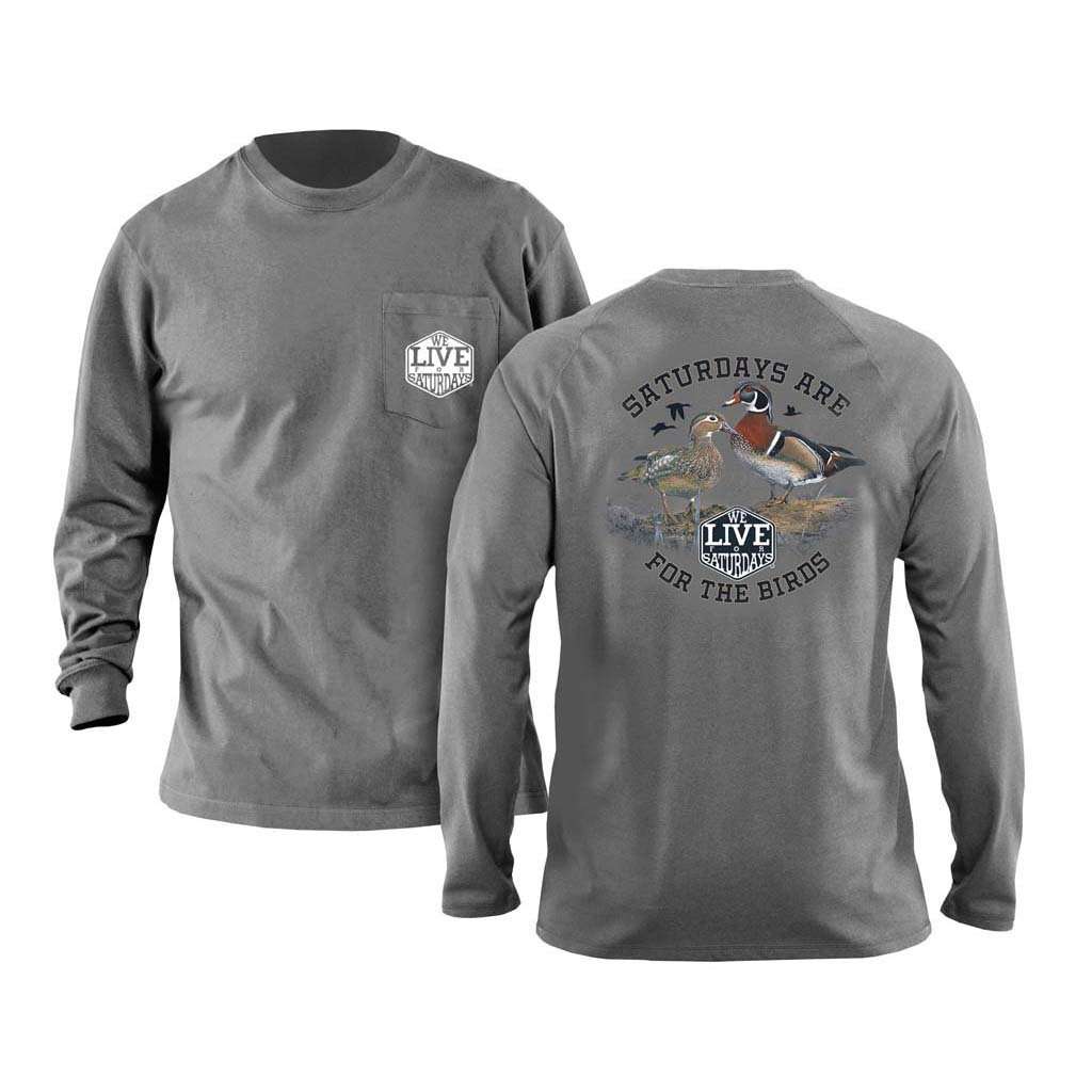 For The Birds Long Sleeve Tee in Granite by We Live For Saturdays - Country Club Prep