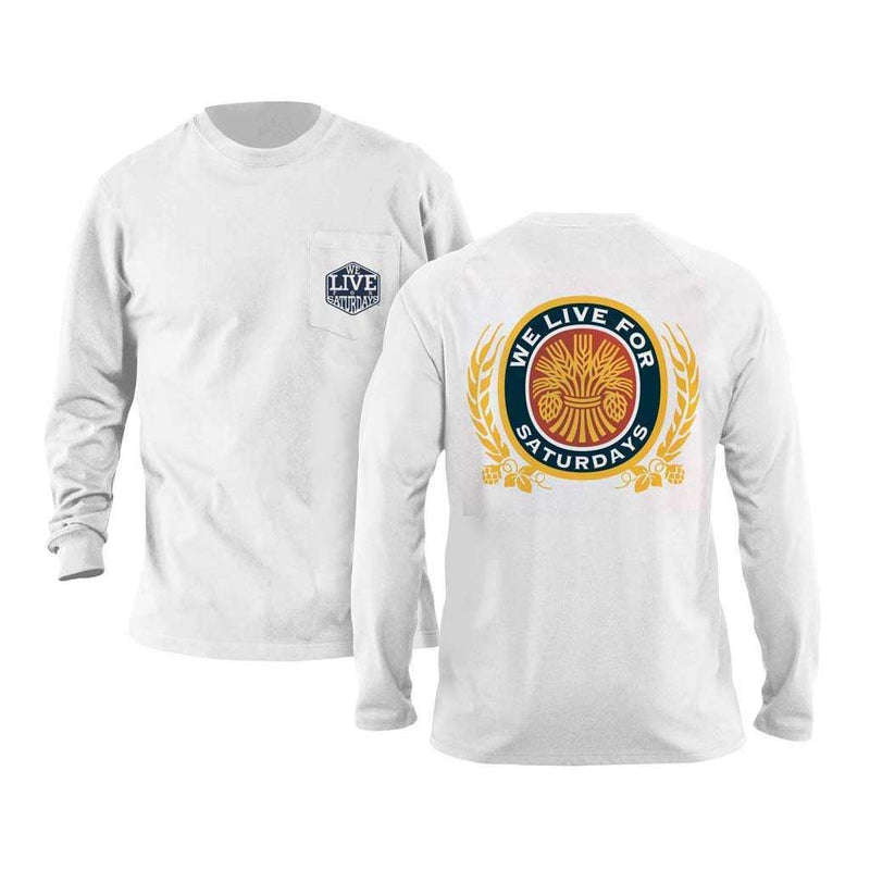 Wheat & Oats Long Sleeve Tee in White by We Live For Saturdays - Country Club Prep
