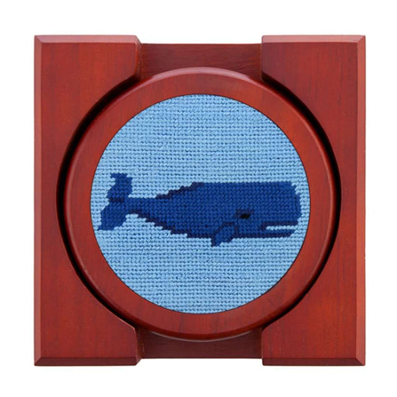 Whale Needlepoint Coasters in Pastel Multi by Smathers & Branson - Country Club Prep