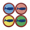 Whale Needlepoint Coasters in Pastel Multi by Smathers & Branson - Country Club Prep