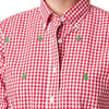 Ladies Gingham Button Down Shirt with Embroidered Christmas Trees by Castaway Clothing - Country Club Prep
