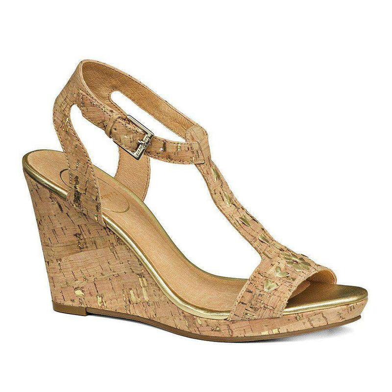 Willa Wedge Sandal in Cork and Gold by Jack Rogers - Country Club Prep