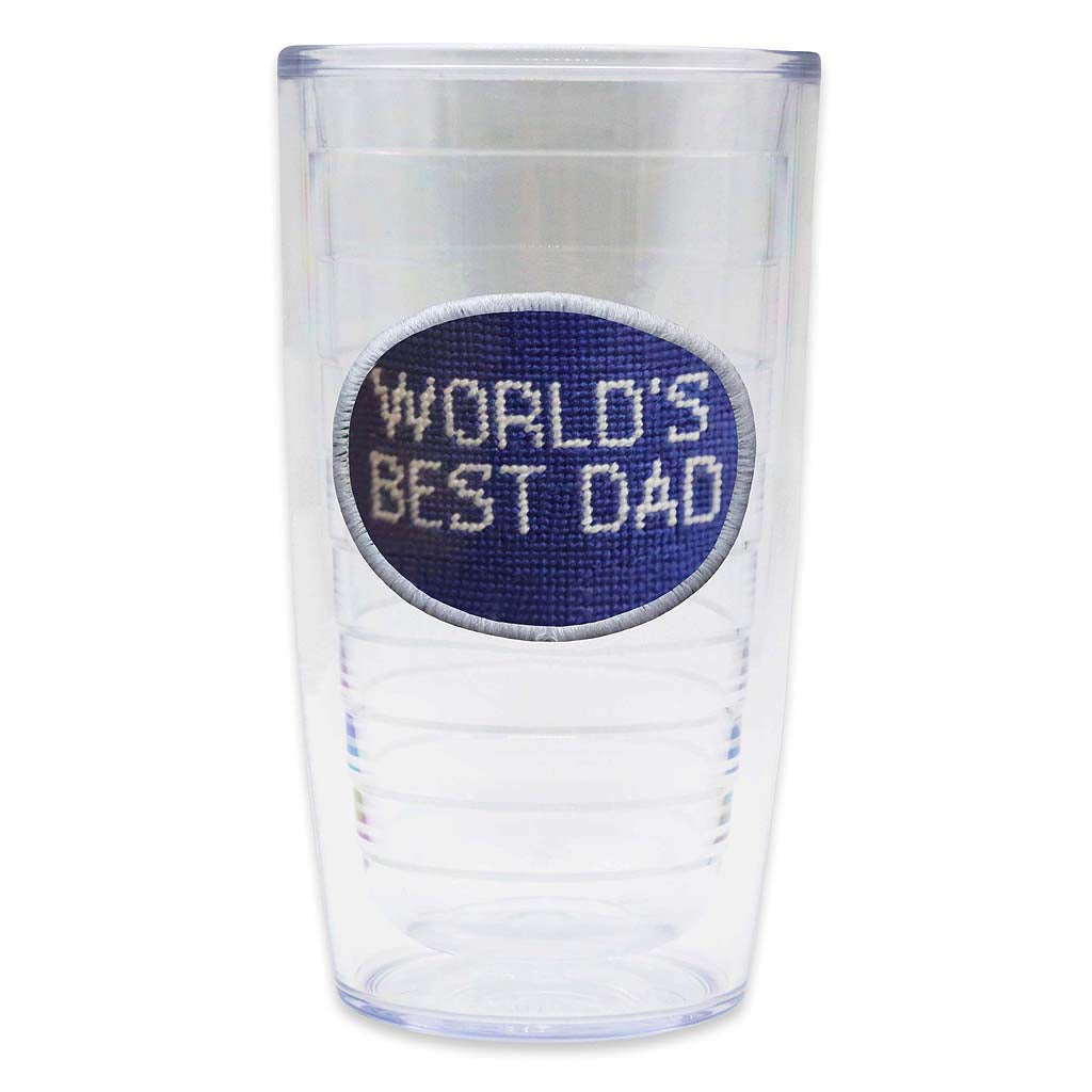 World's Best Dad Needlepoint Tumbler by Smathers & Branson - Country Club Prep