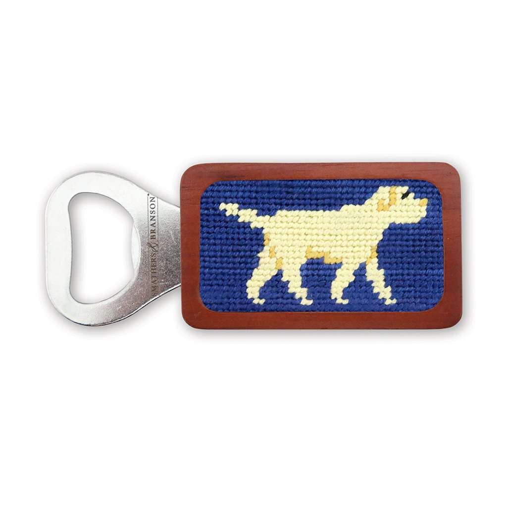 Yellow Lab Needlepoint Bottle Opener in Classic Navy by Smathers & Branson - Country Club Prep