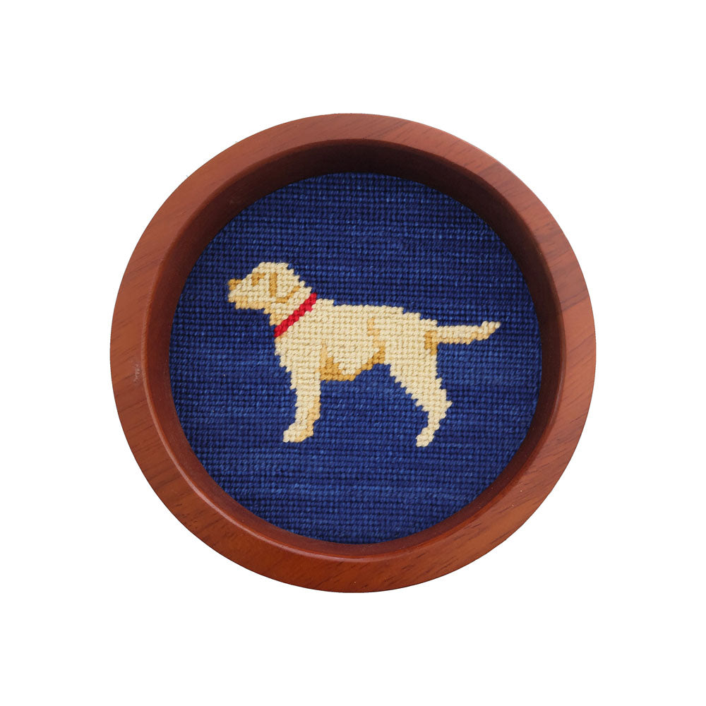 Yellow Lab Needlepoint Wine Bottle Coaster by Smathers & Branson - Country Club Prep