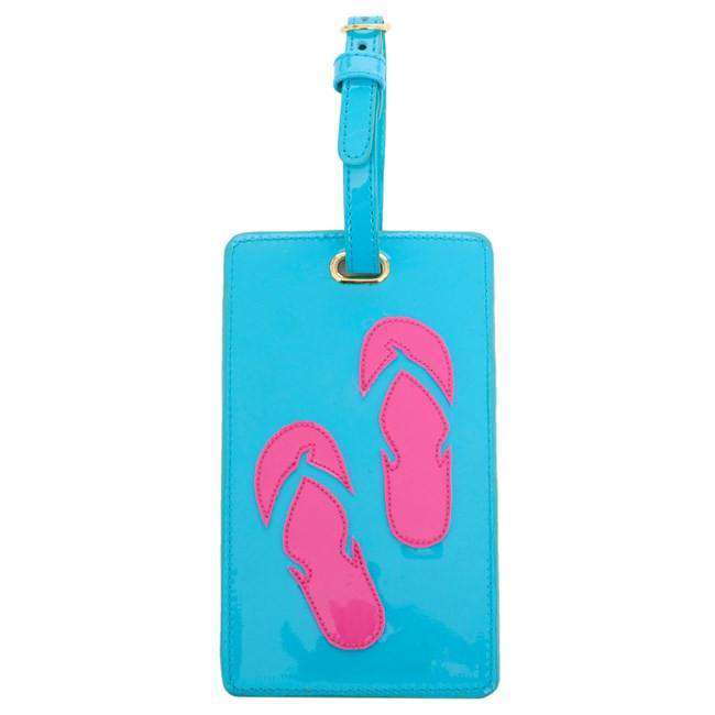 Luggage Tag in Turquoise with Pink Flip Flop by Lolo - Country Club Prep